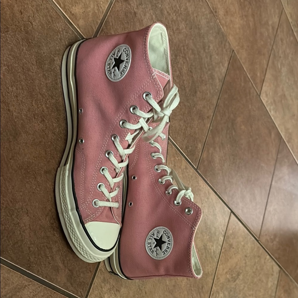 Converse Pink and White High-Top Sneakers